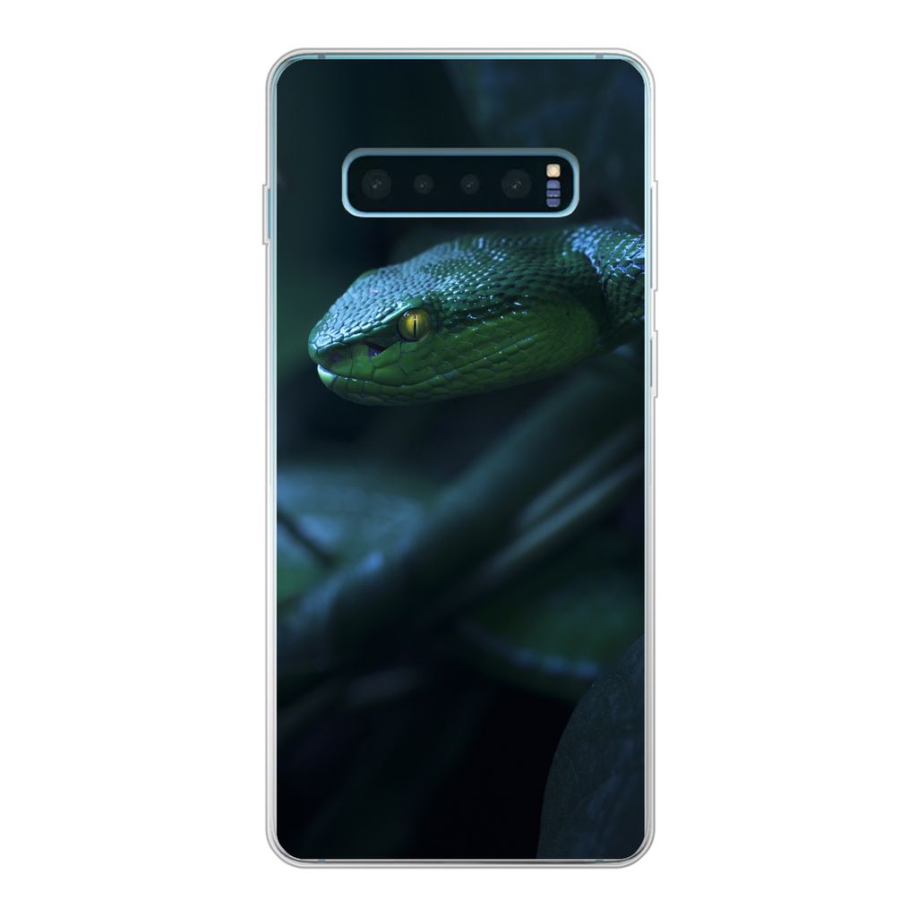 MuchoWow Handyhülle Schutzhülle Hülle für Samsung Galaxy S10 Lite Schlange - Makro - Holz Silikon Softcase Handy Hülle - Schutz
