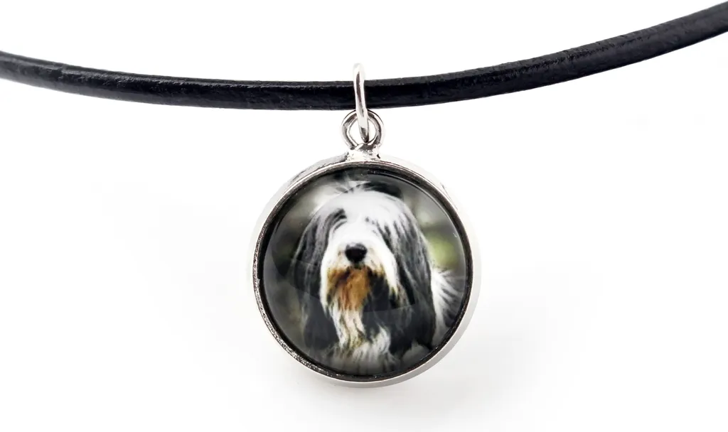 Bearded Collie - collana con ciondolo con la tua foto, gioiello artigianale del marchio Art-Dog