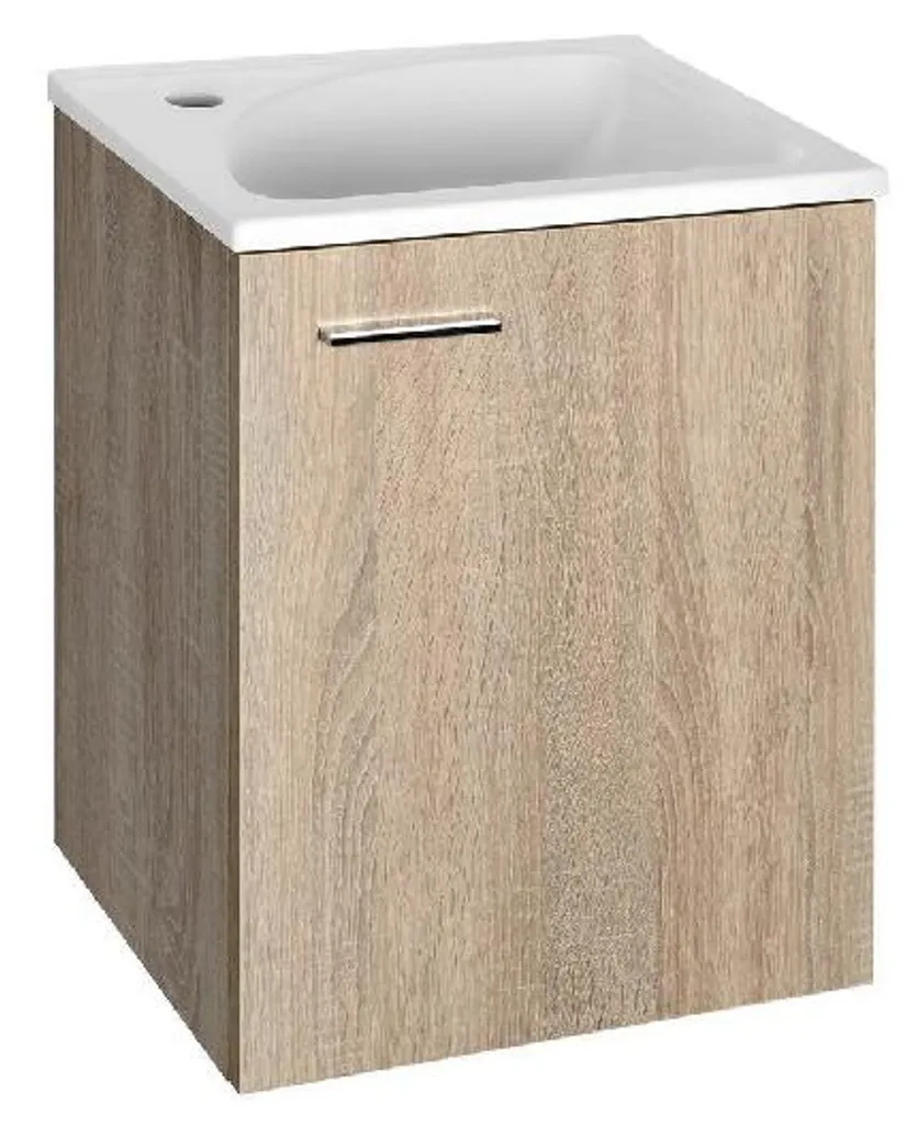 Meuble de salle de bain suspendu 500mm Keramia Fresh en Chêne Platine