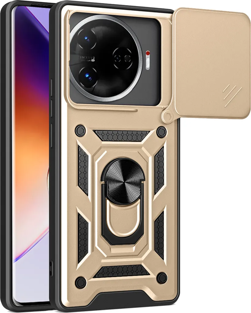 Cover Tecno Camon 30 Pro Oro con Anello e Protezione Obiettivo 360