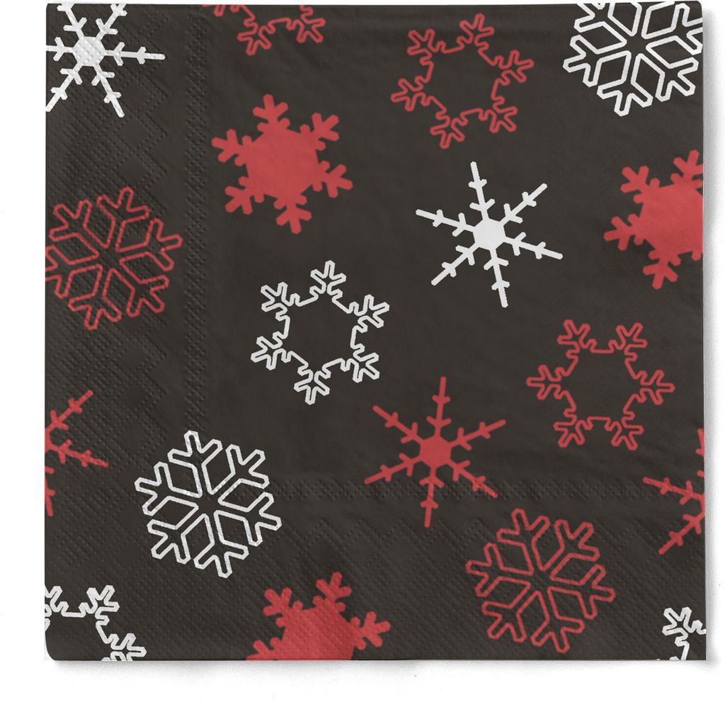 HAPPY PAPER Serviette "Brightning" (Schneeflocken) aus Tissue 3-lagig, 33 x 33 cm, 20 Stück