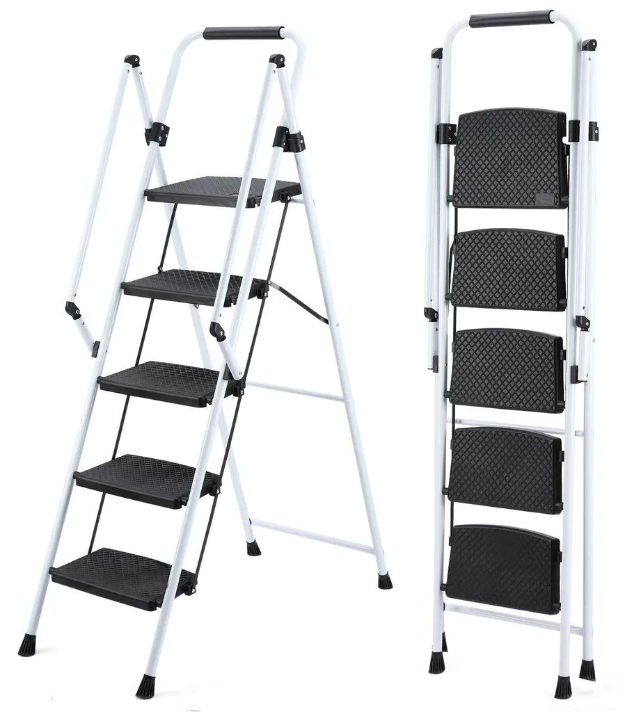 Échelle portable 5 marches, siège confort et capacité charge 150 kg