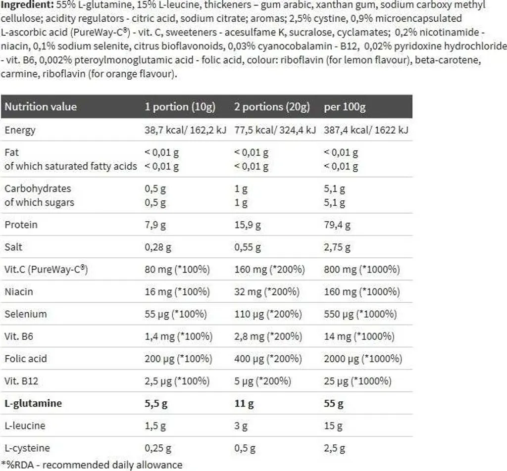 Olimp Glutamine Xplode Powder 500g Orange - Acides Aminés L-Glutamine - 4