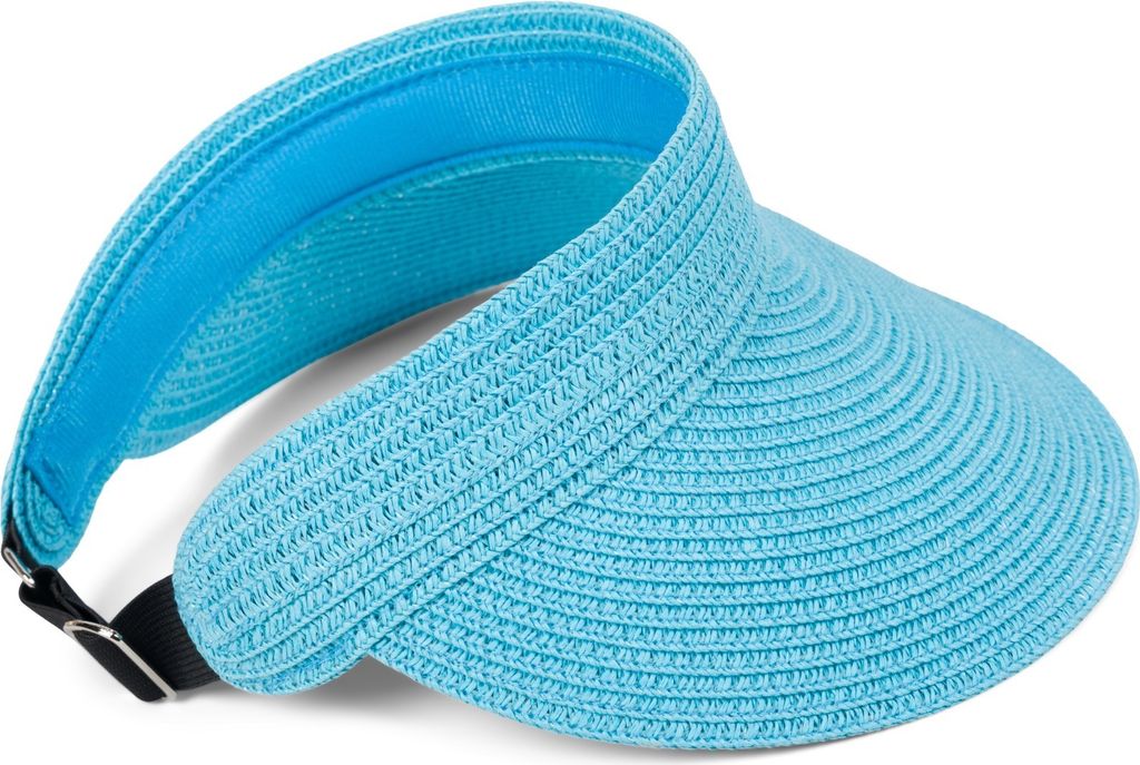 styleBREAKER Papierstroh Visor Cap einfarbig | Sonnenvisier mit elastischem Band und Hakenverschluss | Luftige Schildkappe als Sonnenhut für Damen