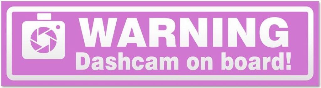 Kiwistar - Autoaufkleber - Flieder - 30 x 8 cm - Dashcam on Board Warning invertiert - Hinweis Aufkleber Sticker für Auto, Kfz, Fahrrad, PKW, LKW