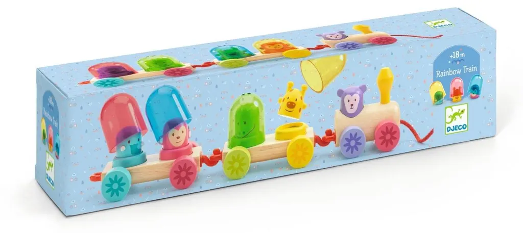 Jouet éducatif Le train arc-en-ciel Djeco en bois pour petit enfant