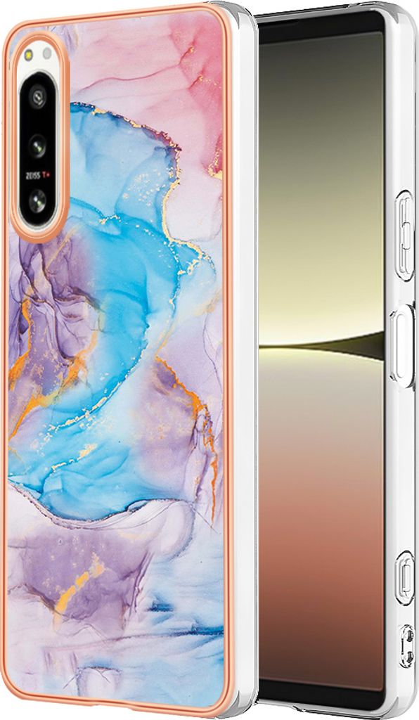Hülle für Sony Xperia 5 IV Muster TPU Silikon Stoßdämpfer Bumper Schutzhülle Blau