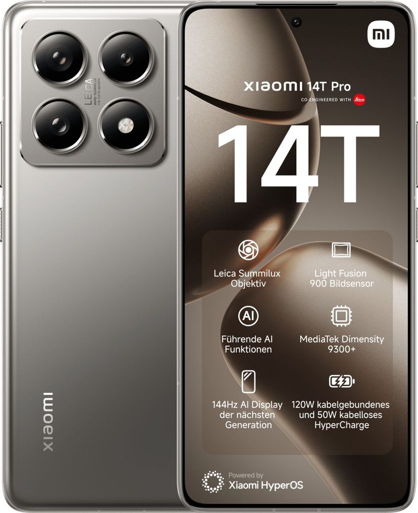 Xiaomi 14T Pro 国内版 本体 12GB/512GB Xiaomi 14T Pro, 12GB/512GB, Titan Gray (6941812790595)