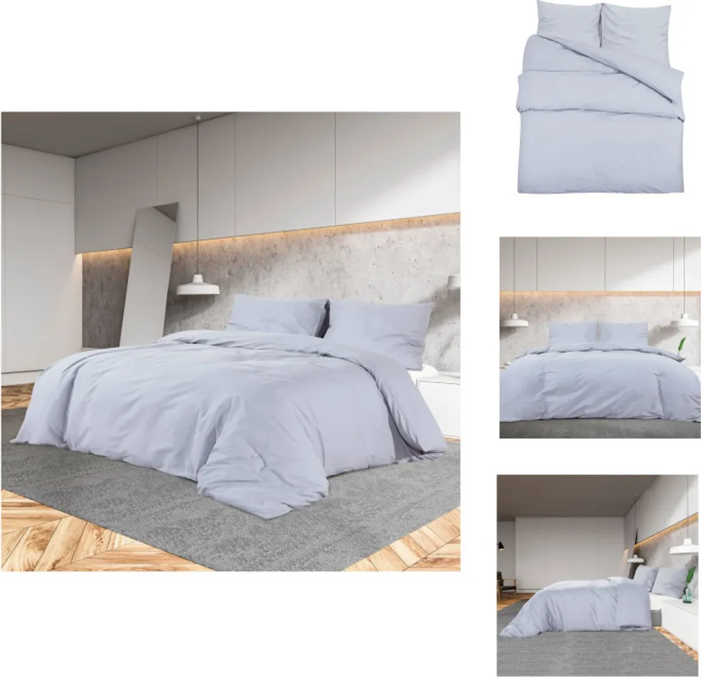 vidaXL Set di biancheria da letto grigio 140x200 cm in cotone - Copripiumino