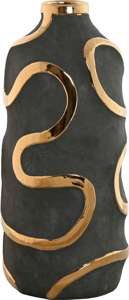 Vase Home ESPRIT Grau Gold Steingut abstrakt Moderne 19 x 19 x 45 cm
