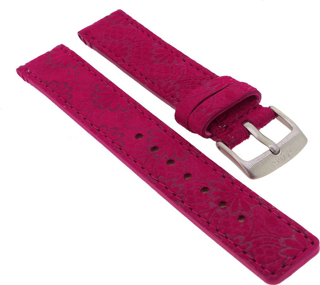 s.Oliver Uhrenarmband 16mm | Leder in rot mit Stickmuster SO-1674-LQ