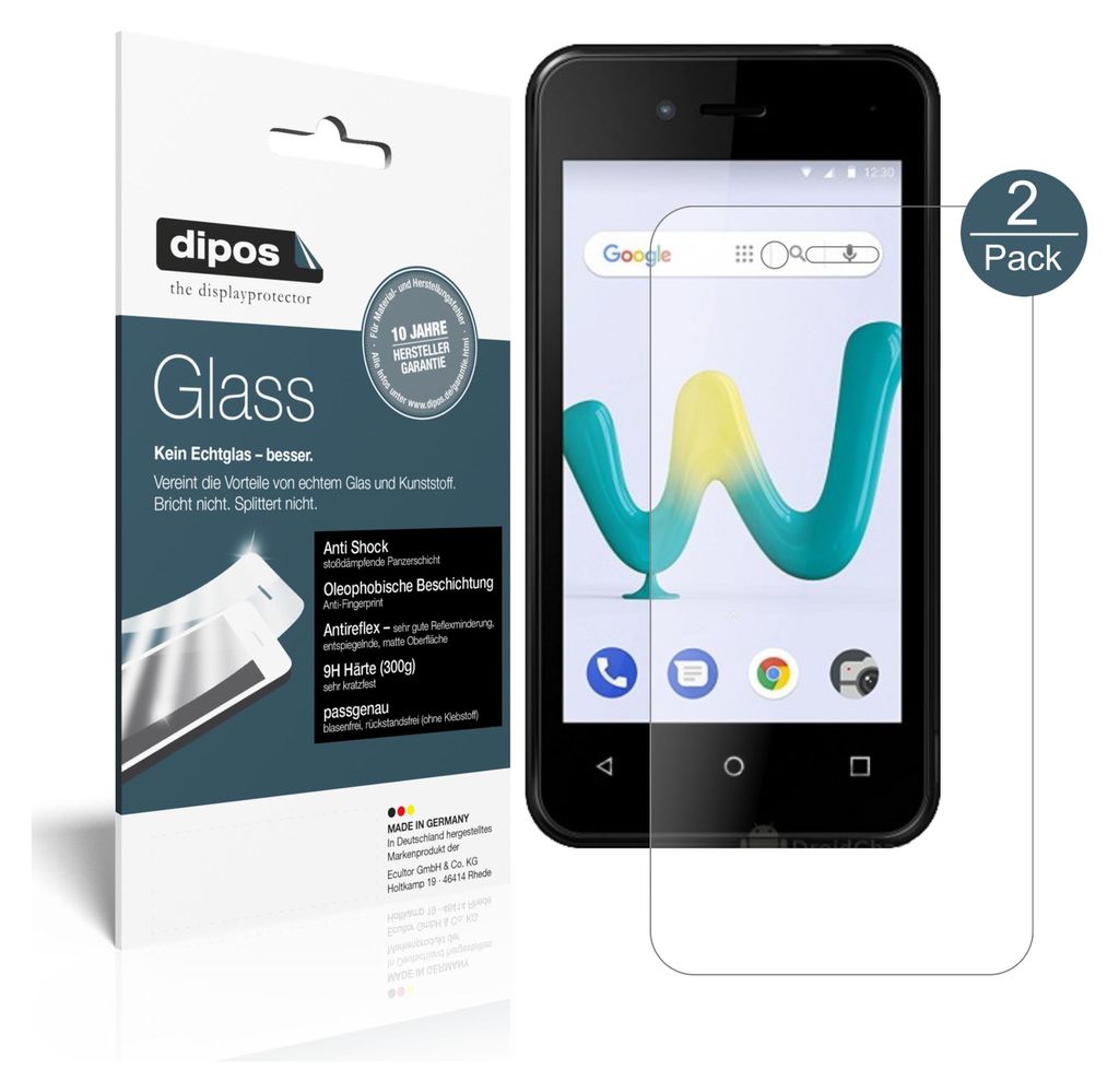 2x Schutzfolie für Wiko Sunny 3 Mini matt - Anti-Shock 9H Folie dipos Glass