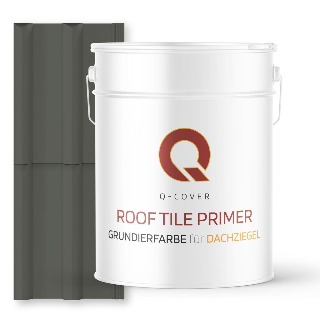 Grundierfarbe für Dachziegel Grüngrau RAL 7009 10 L | wetterfeste Dachbeschichtung | für Ziegel, Beton, Eternit | UV-beständig | Q-COVER