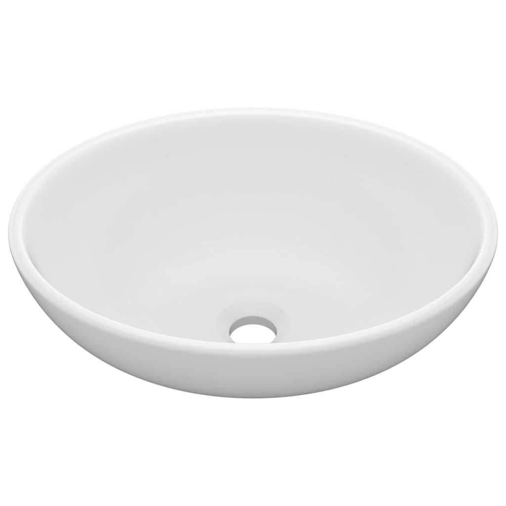 vidaXL s Ovales Waschbecken Matt Weiß 40x33 cm Keramik