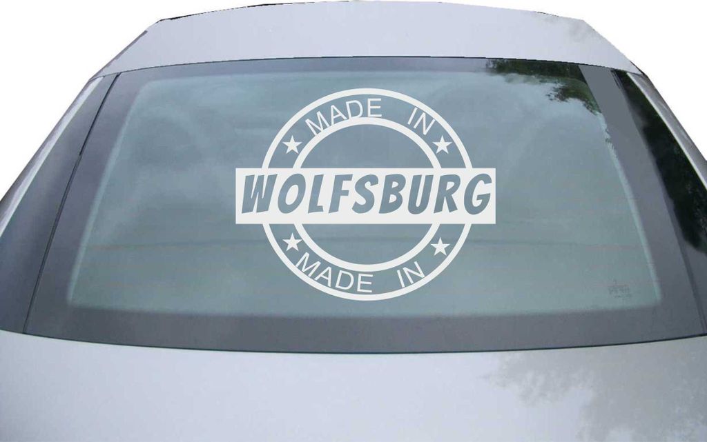 Indigos UG - Aufkleber Heckscheibe & Motorklappe DE6995 - silber - 600x490 mm - Wolfsburg - Auto Scheiben Fenster Heckklappe Tuning Racing JDM - D...