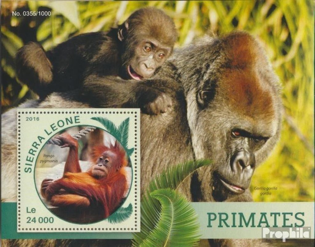 Briefmarken Sierra Leone 2016 Mi Block 914 (kompl. Ausg.) postfrisch Primaten