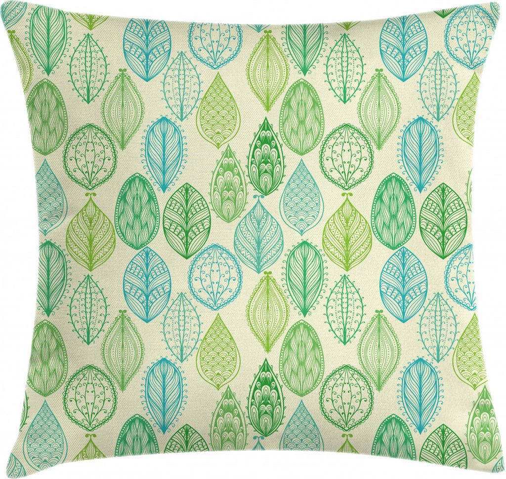 ABAKUHAUS Natur Kissenbezug, Blätter Wald Pattern, Kissenbezug Beidseitiges Muster Klarer Digitaldruck Farbfest mit Reißverschluss, 60 x 60 cm, M...