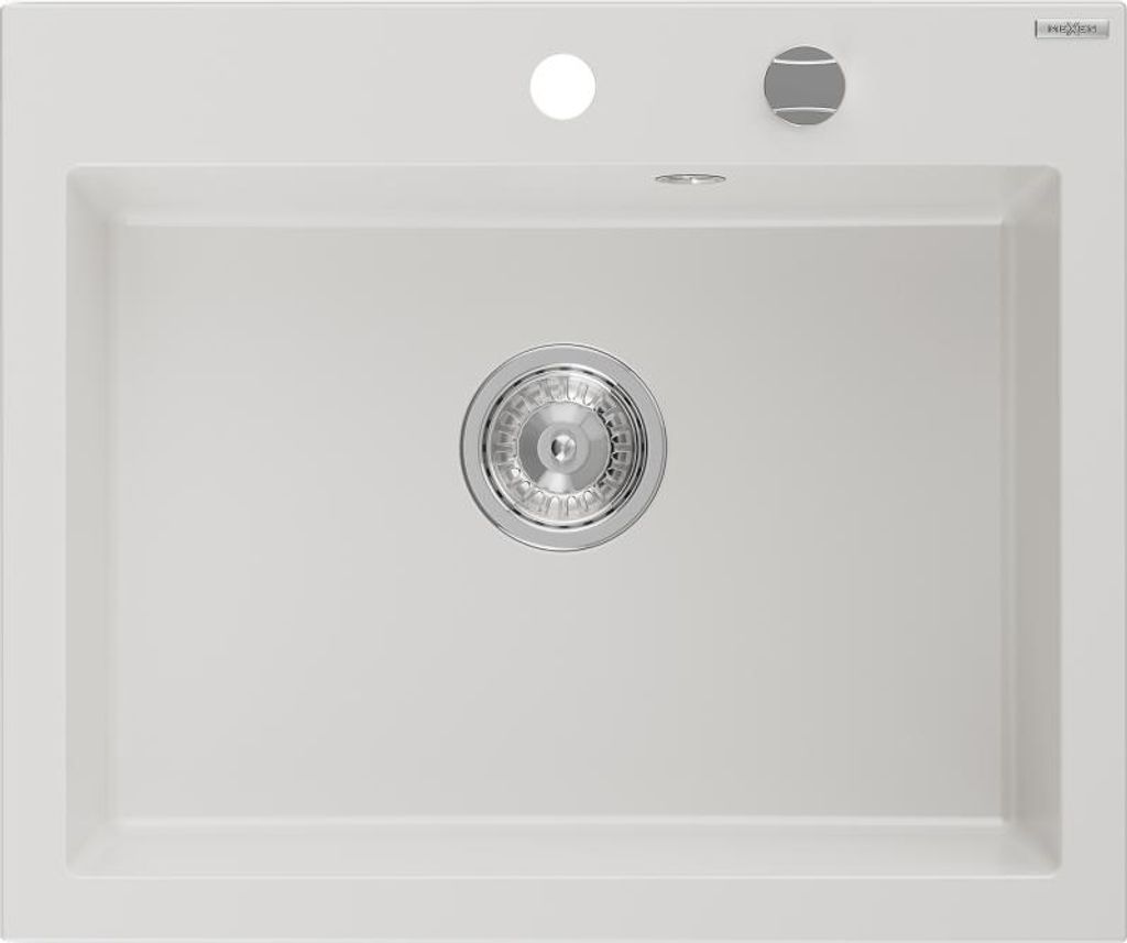 Mexen Elix Granitspüle 1-becken 600 x 500 mm, weiß, Siphon Produktbild 