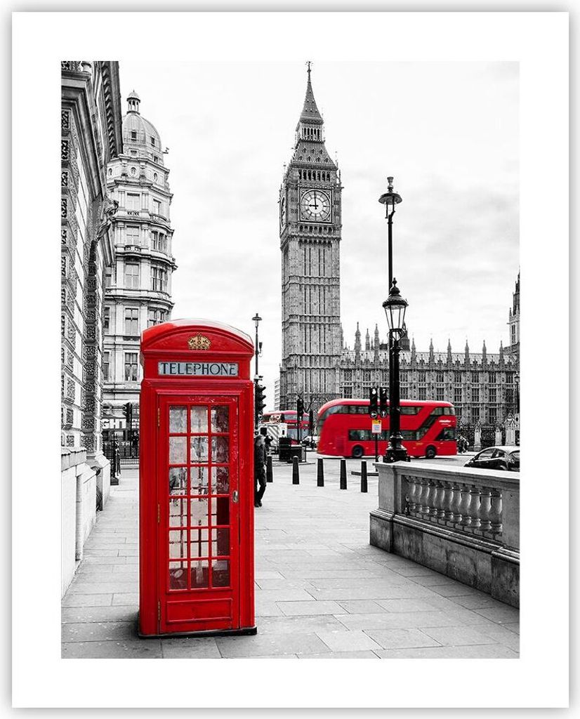 Poster - Poster ohne Rahmen - Schuppen Telefon London - 40x50 cm - Wand Bild - Wanddeko - Wandbilder - Kunstposter - Wandposter - Bilder - Kunstdru...