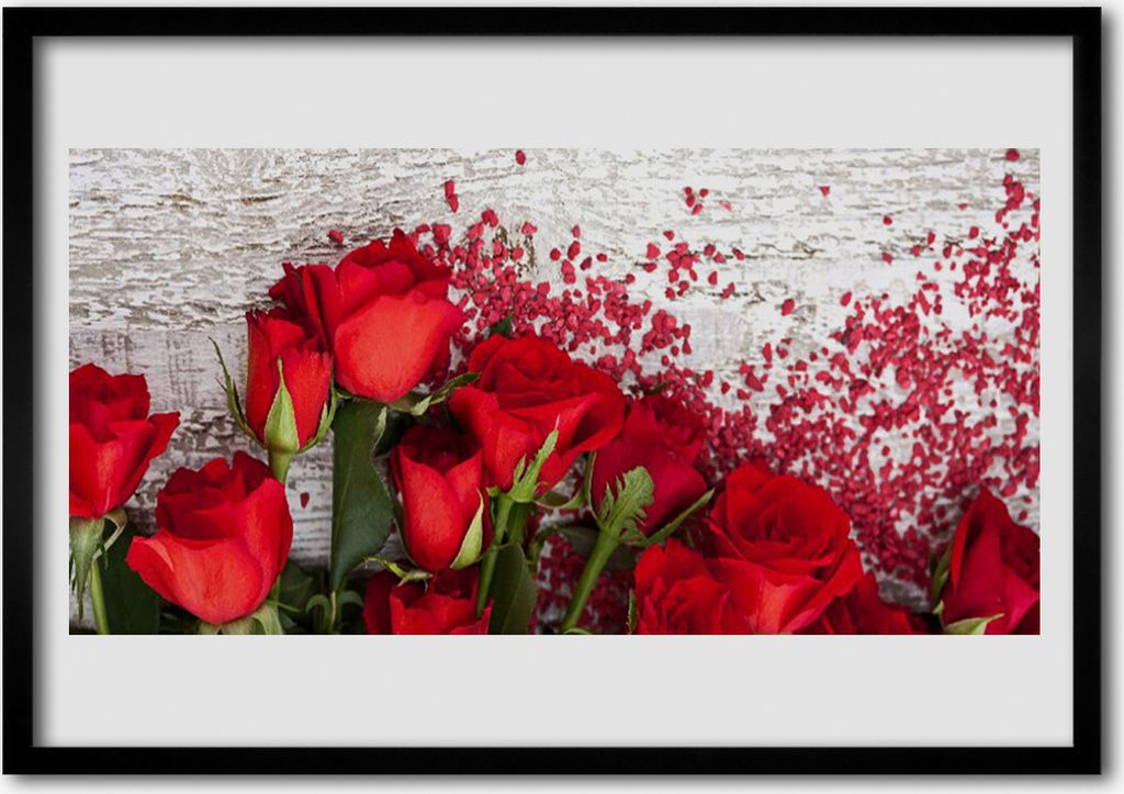 Bild 70x50 MDF-Rahmen Wandkunst Rosen Blumen Pflanzen Produktbild 