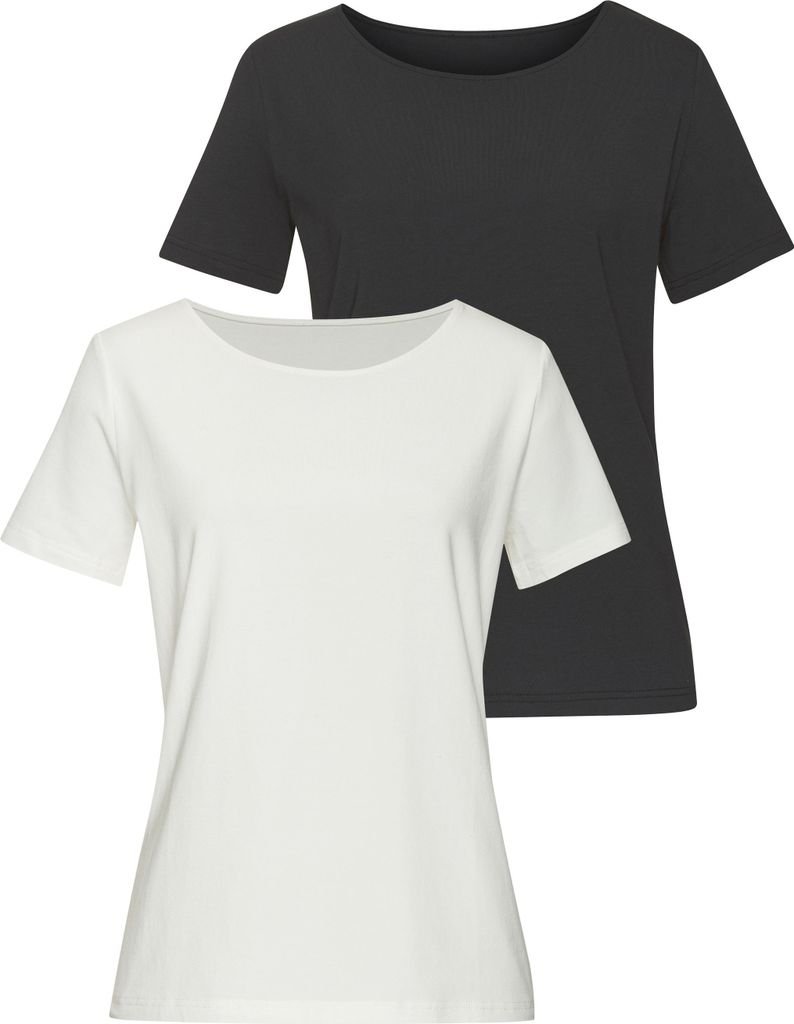 LASCANA T-Shirt creme, schwarz Größe 48/50