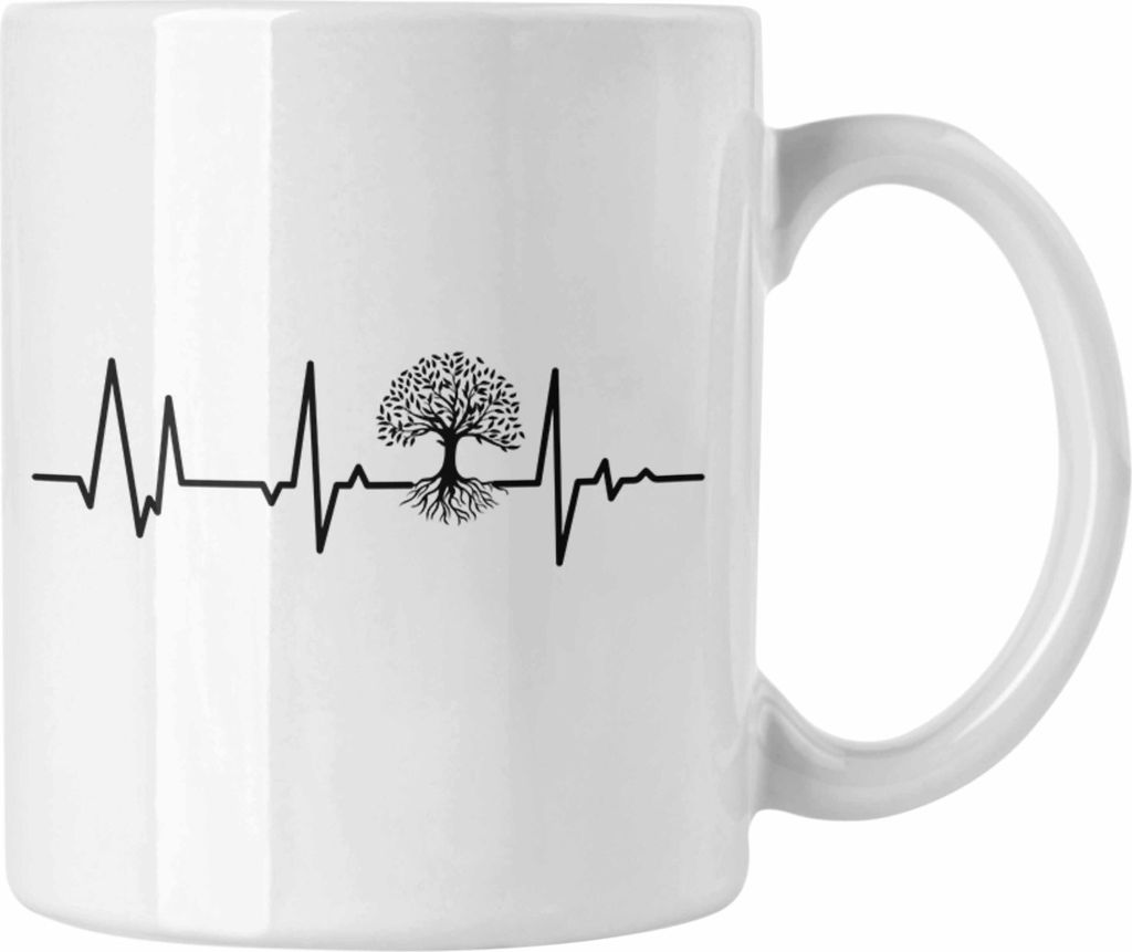 Trendation - Bonsai Tasse Geschenk Herzschlag Bonsai-Baum Tasse (Weiß)