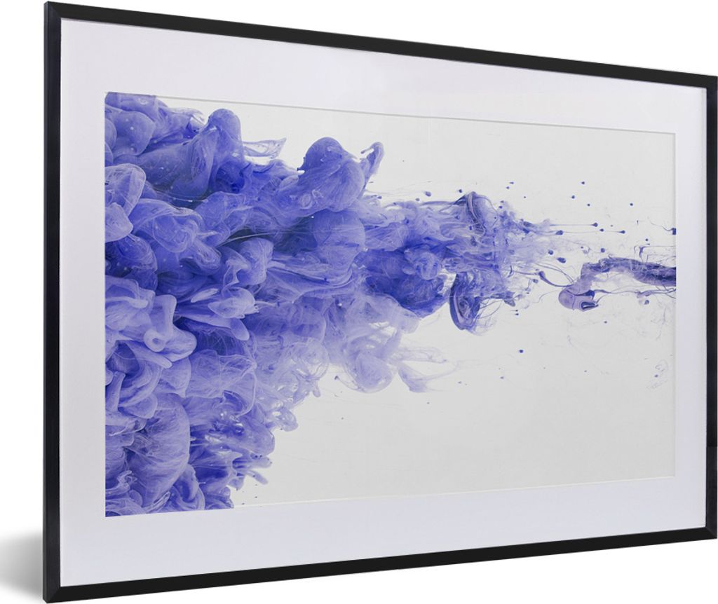 MuchoWow MuchoWow Gerahmtes Poster Tinte - Lila - Abstrakt 60x40 cm - Poster mit zchwarzem Bilderrahmen - Schlafzimmer - Plakat in Rahmen - Dru...