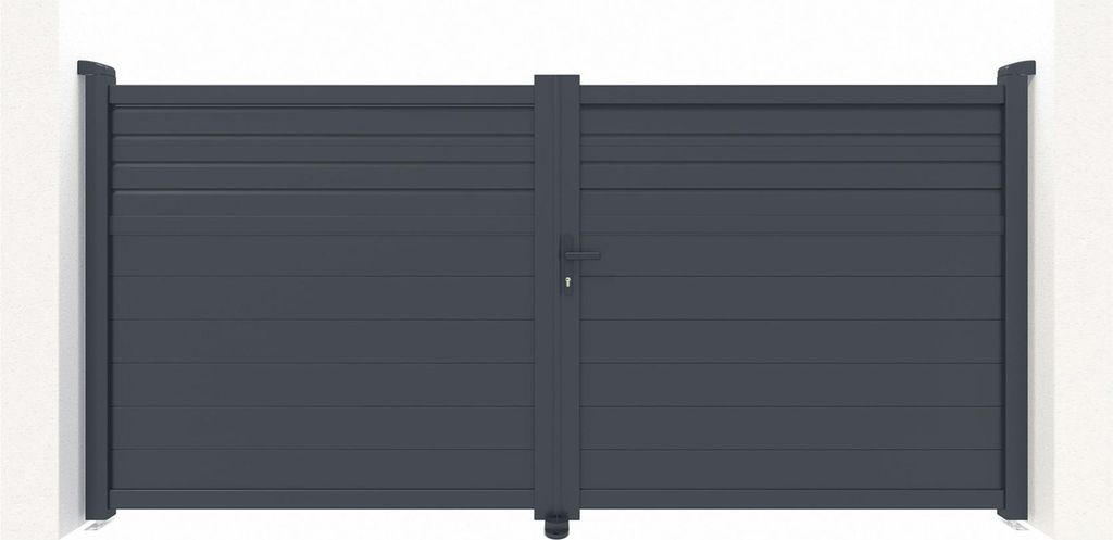 Doppelflügeltor aus Aluminium 3m CARPATIA H.160cm grau