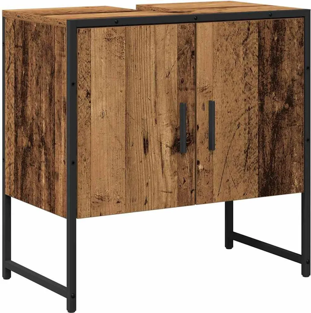 Arredo Bagno Sospeso 2 Pezzi Legno Marrone | Design Contemporaneo Wall-Mounted - 5