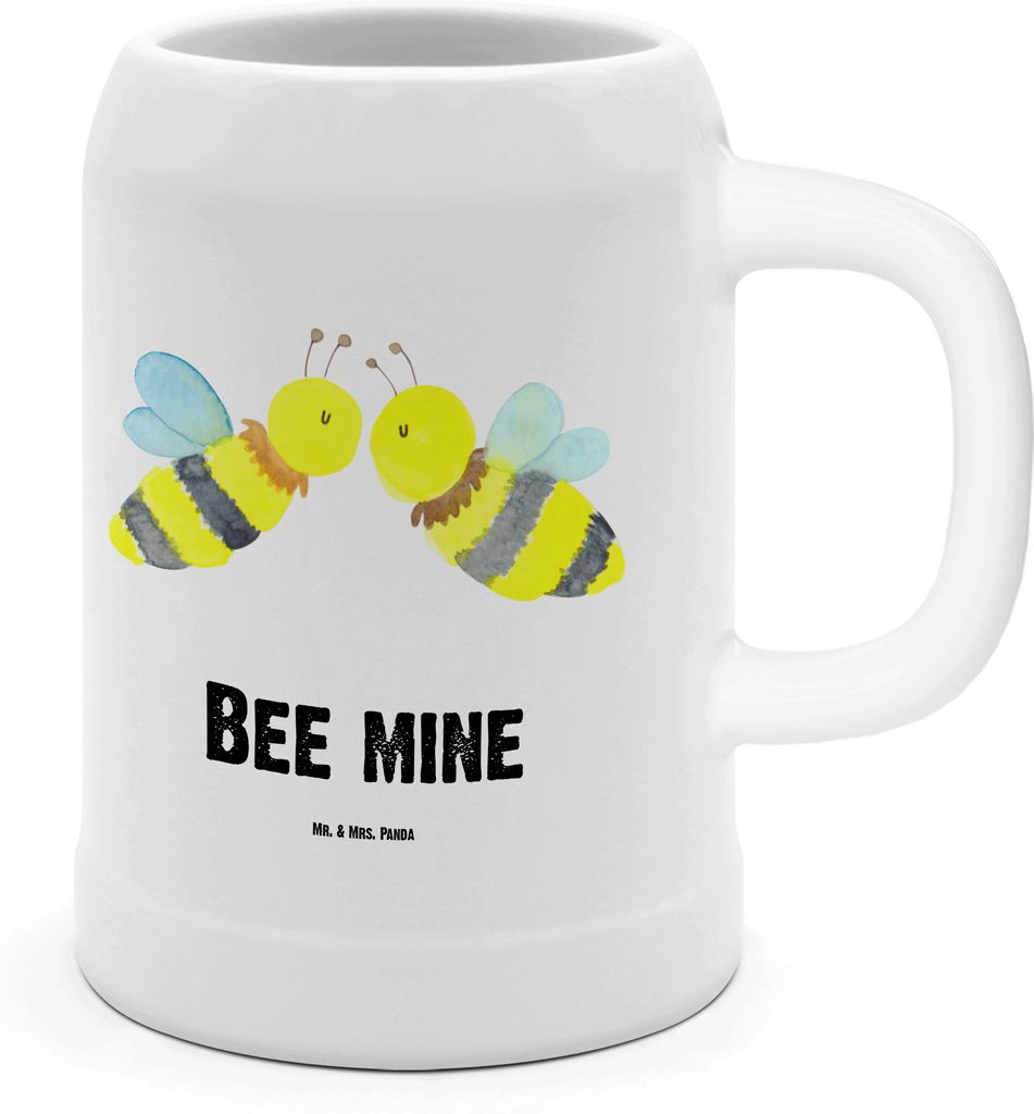 Mr. & Mrs. Panda Steinkrug Biene Liebe - Weiß - Geschenk, Krug, Keramikkrug, Tonkrug, Seidel, Bier