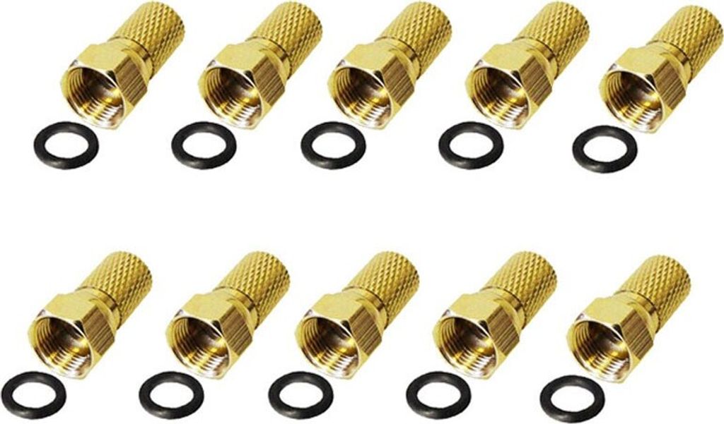 10x F-Stecker 7,5 mm mit Gummidichtring für Koaxialkabel Antennenkabel Koax Kabel