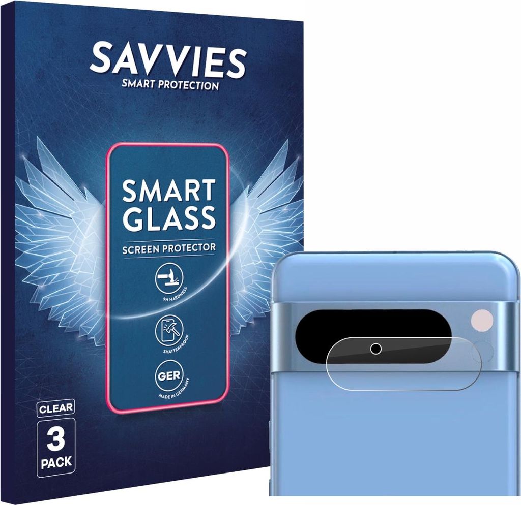 3x Savvies Schutzglas Folie für Google Pixel 8 Pro (NUR Kameraschutz) 9H Panzer Schutzfolie Glas Displayschutz klar transparent