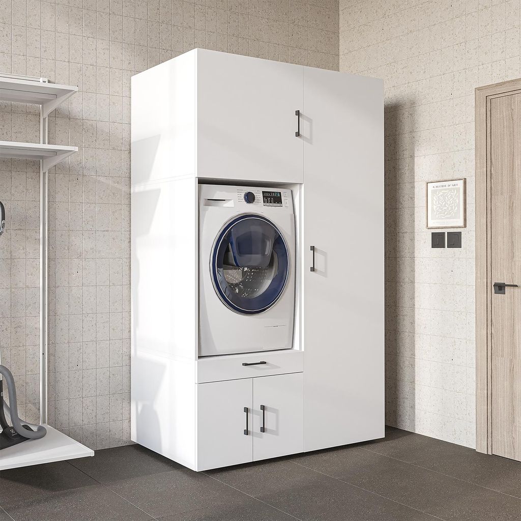 Roomart Waschmaschinenschrank 127 cm breit, Weiß