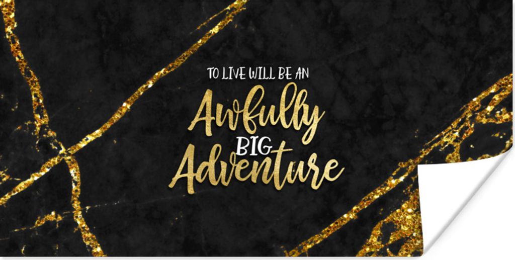 MuchoWow Poster Zitate - Abenteuer - Gold - Glitzer 80x40 cm - Wanddeko