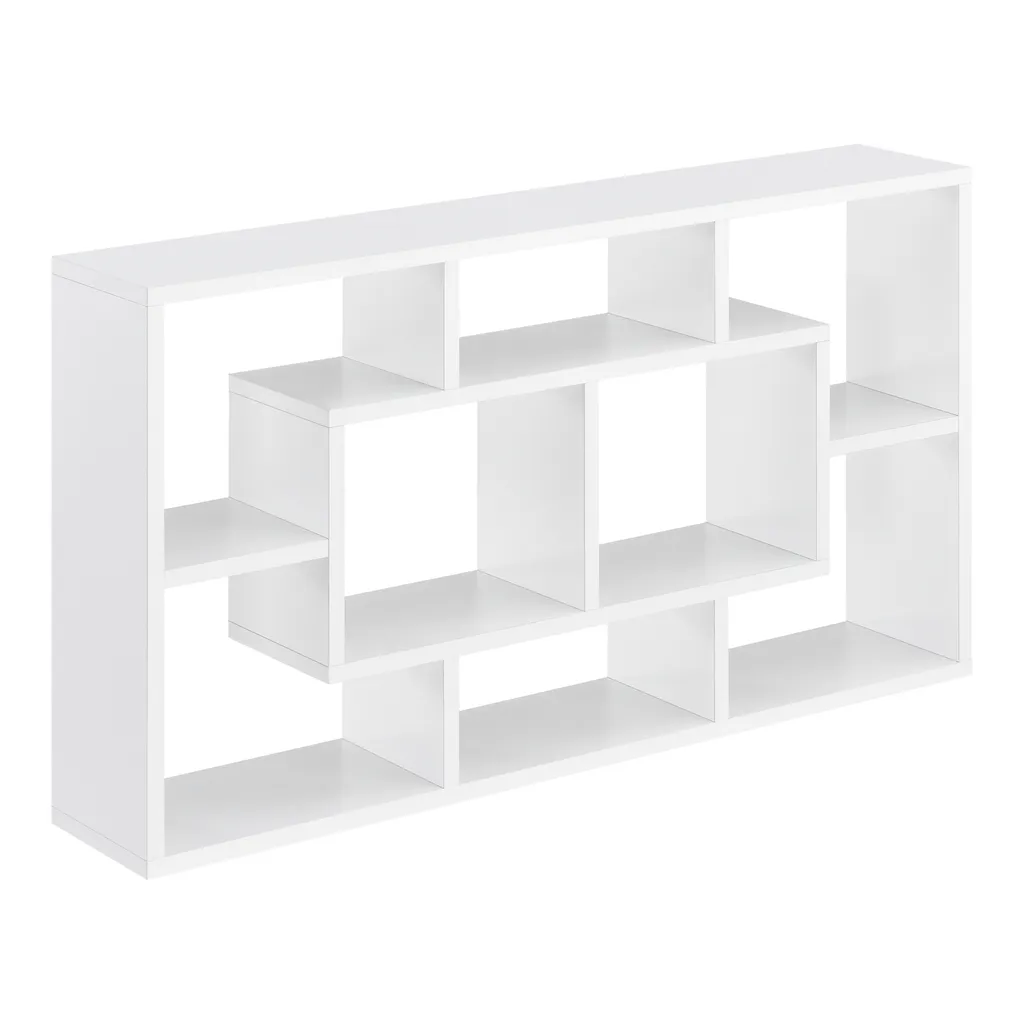 Étagère rétro blanc mat 8 compartiments pour déco et livres 85cm