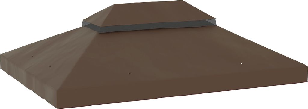 Abdeckung für Gartenpavillon 3x4 m, 2-lagig, aus Oxford-Gewebe 600D mit Abflussöffnungen, Kaffee