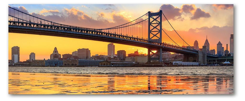 Tulup Küchenrückwand Spritzschutz aus Glas -125x50 -Spritzschutz auf gehärtetes Glas Philadelphia Brücke