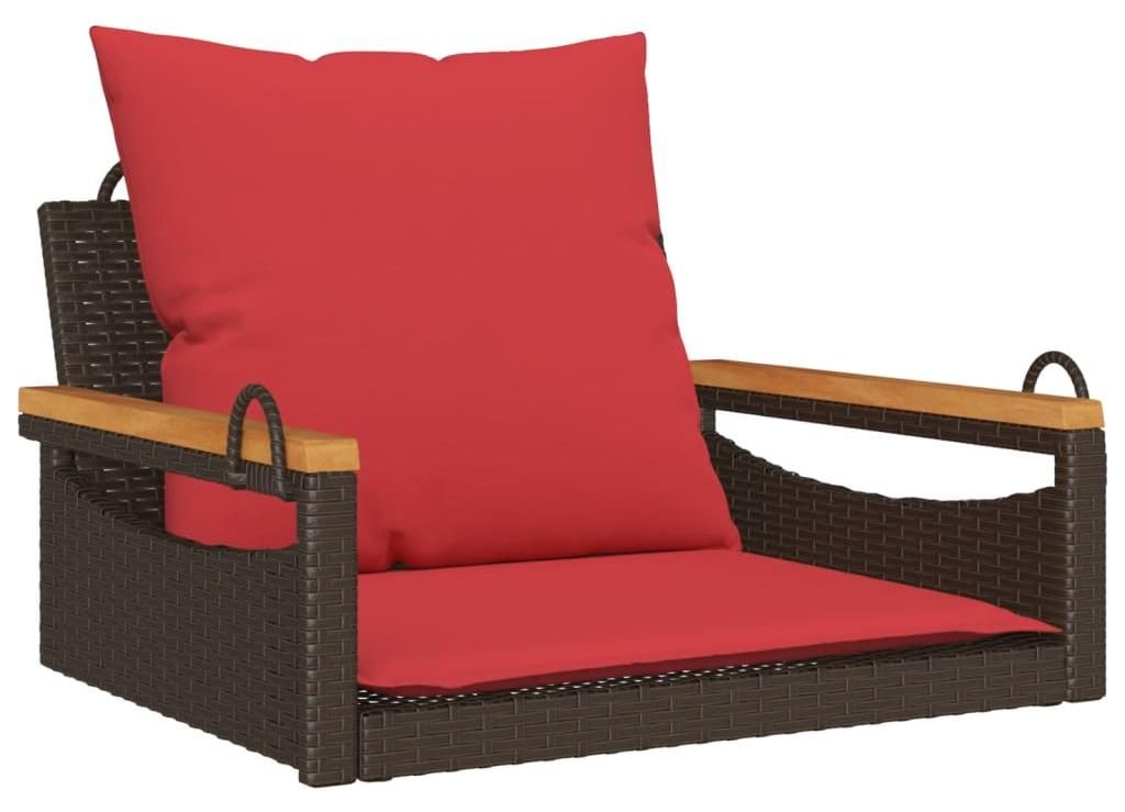 vidaXL Hängesessel mit Kissen Braun 63x62x40 cm Poly Rattan