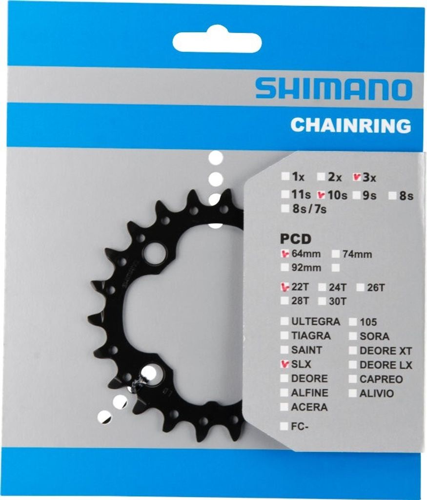 SHIMANO Kettenblatt "SLX FC-M672", 10-/3-fach, 4-Arm, SB-verpackt, silber, 22Z.