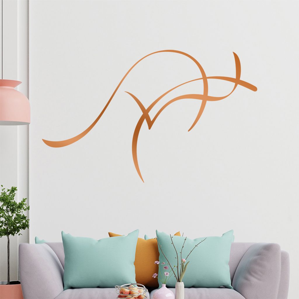 Känguru Linien Wandtattoo in 6 Größen - Wandaufkleber Wall Sticker - Dekoration, Küche, Wohnzimmer, Schlafzimmer, Badezimmer