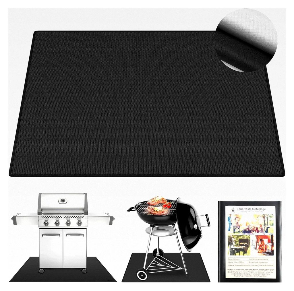 Feuerfeste Unterlage 100 * 150 cm - Hitzebeständig bis 1800°F - Hitzeschutzmatte für Grill und Feuerstelle
