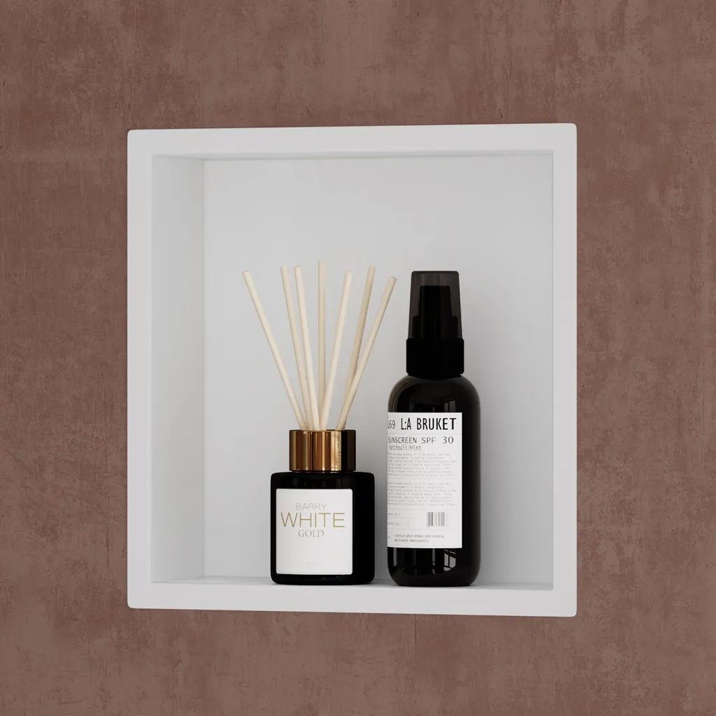 Aménager une Douche Italienne : Niche à Carreler Blanche 30x30cm Inox