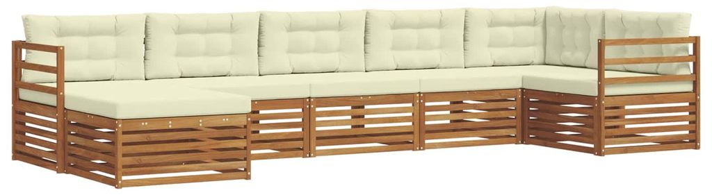 vidaXL Sofagarnituren 7 pcs Natur und Creme Massivholz Akazie