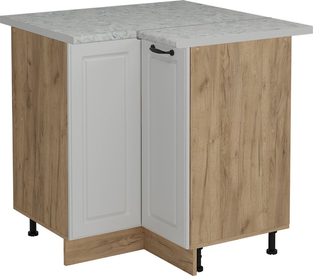Eckunterschrank Vicco R-Line Weiß Landhaus 75.6 cm AP Marmor, Model 53617