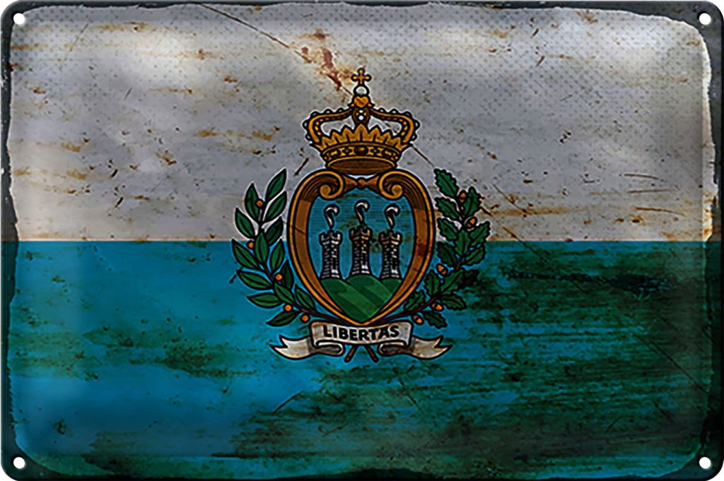 Blechschild Flagge San Marino 18x12cm San Marino Rost