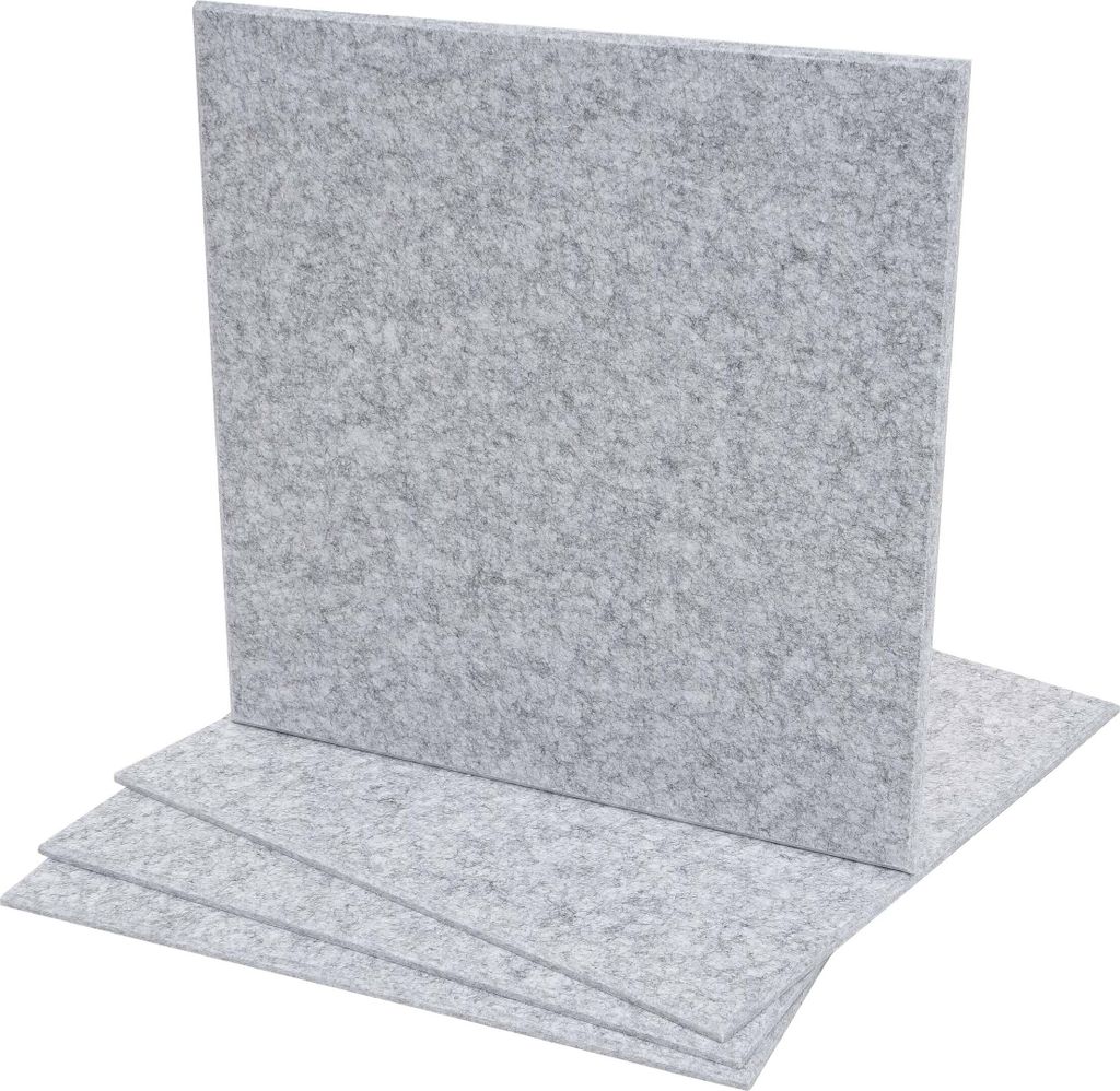 4er-Set Akustikwandpaneel MCW-L52, Wandpaneele Akustikplatten, schalldämmend 1qm Fläche 50x50cm hellgrau