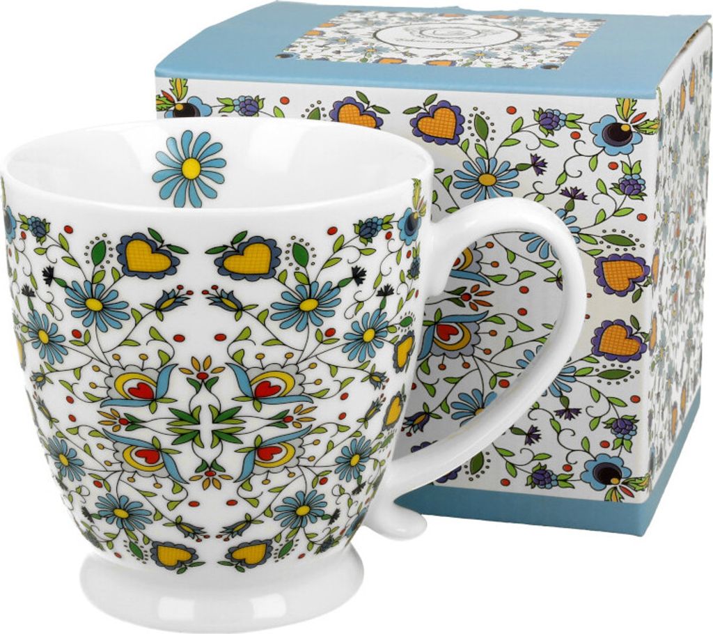 DUO ETNO Jumbobecher 480 ml KASHUBIAN mit Fuß, New Bone China Porzellan