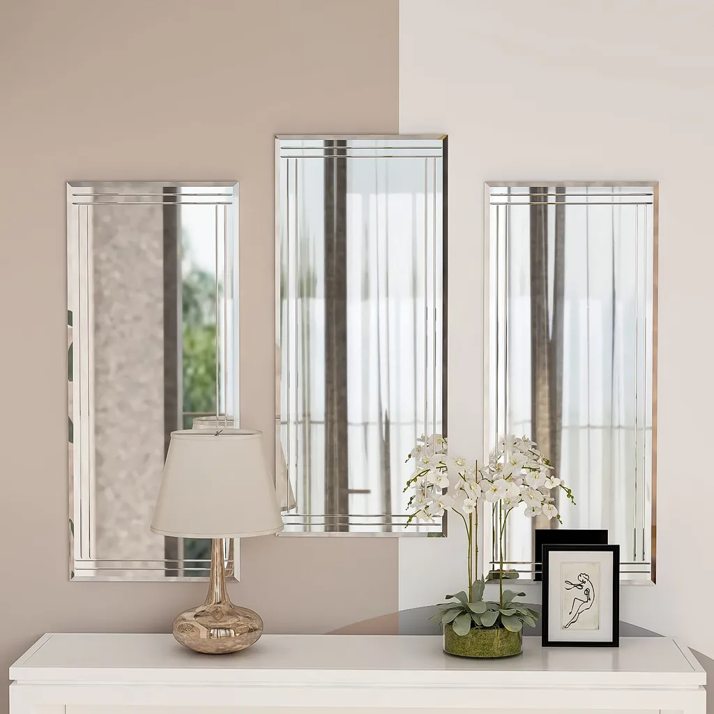 Miroir Mural Mini Buhem sans Cadre Encombrant Set 3 Pièces MDF 30x70 cm