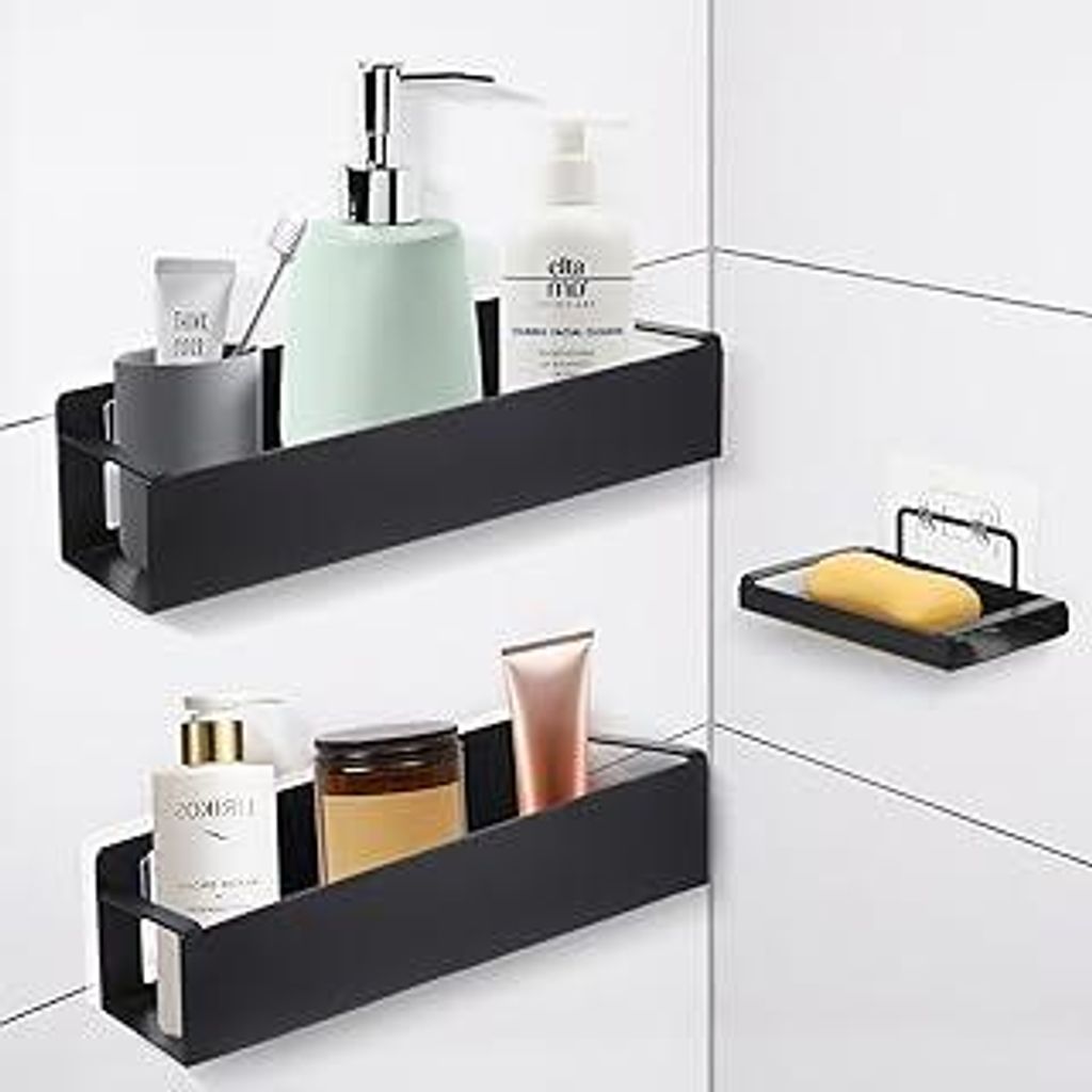 JIZZU Duschablage Ohne Bohren, 3 Stück Duschablage zum Hängen mit Duschkörben zum Hängen, für Badezimmer, Küche, Toilette, Badezimmerzubehör