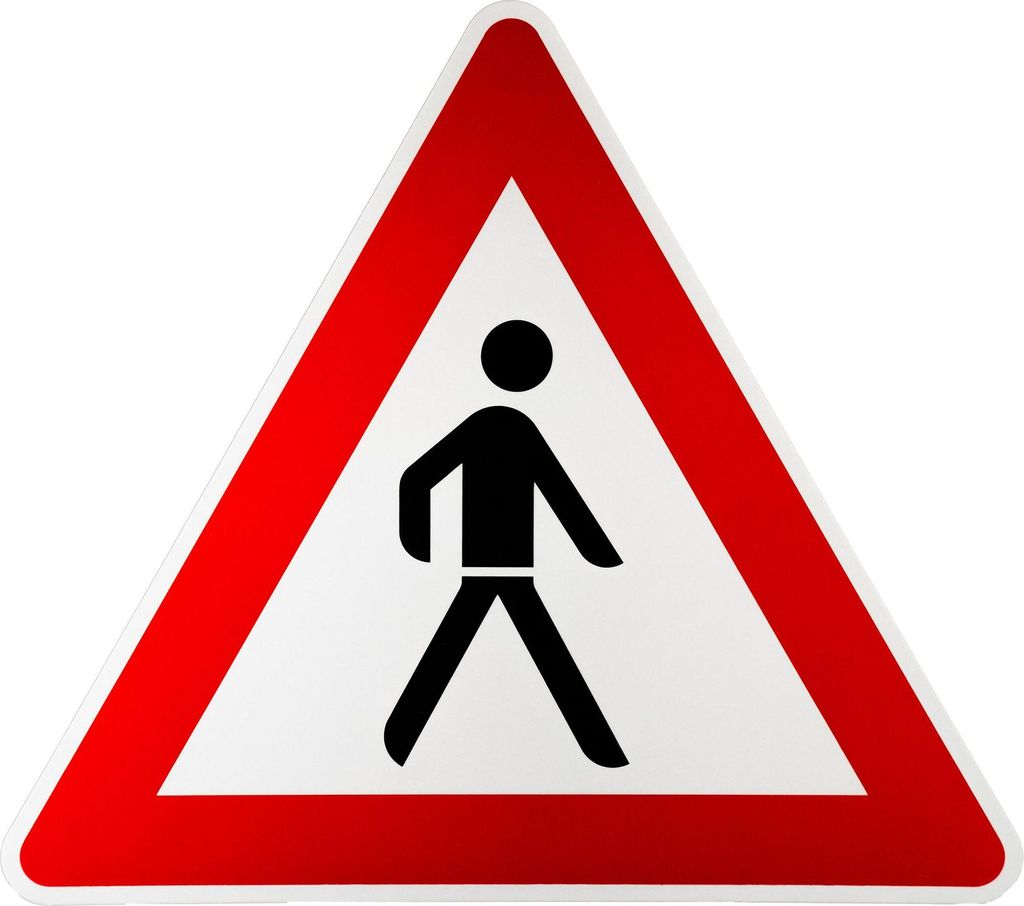 ORIGINAL Verkehrsschild Nr. 133-20 * Fußgänger, Aufstellung Links * nach StVO und RAL-Gütebedingungen Verkehrszeichen Achtung Warnschild Straße...